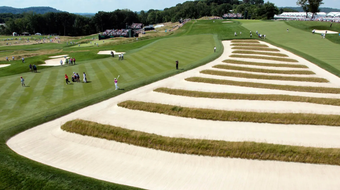 The Church Pews bunker at Oakmont with its rows of grass ridges