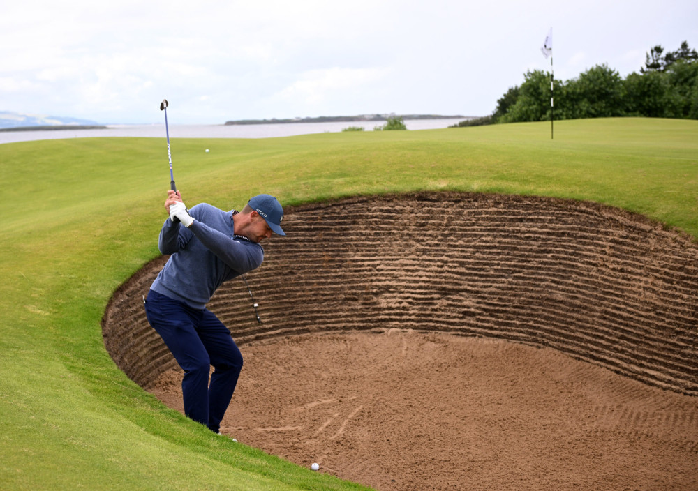Links golf at The Open Championship, with pot bunkers and coastal terrain