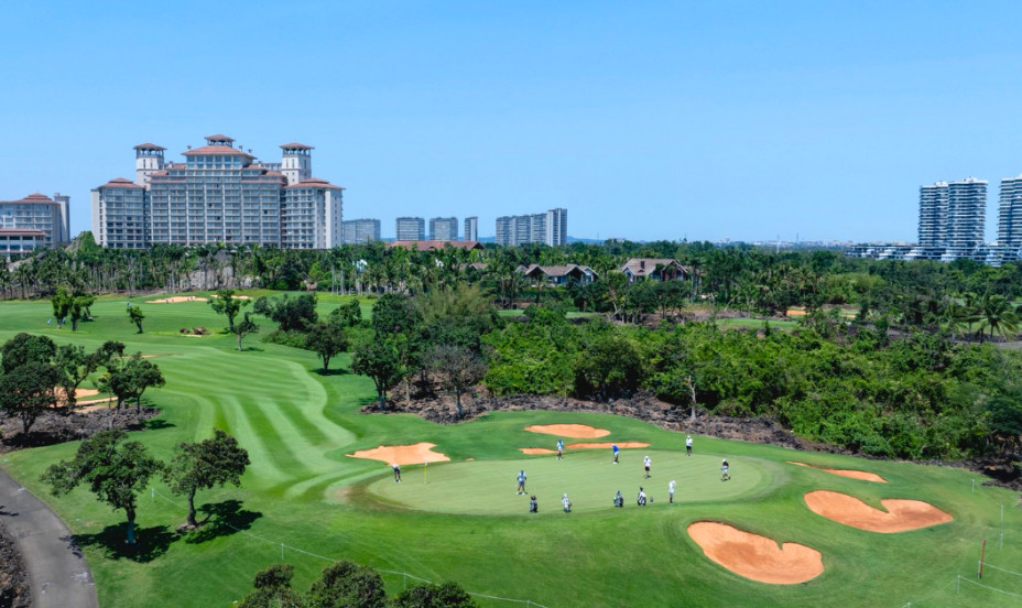 Aerial view of several courses at Mission Hills in China